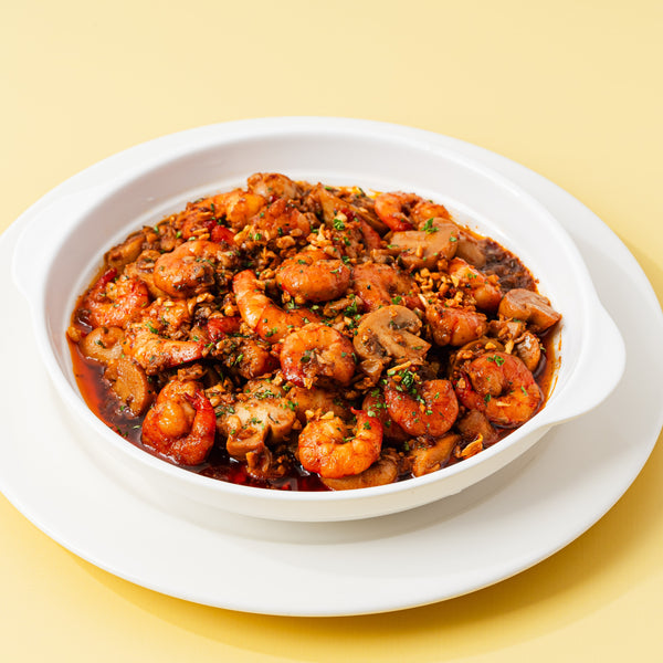 Gambas y Champiñon al Ajillo