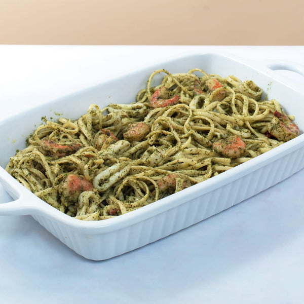 Linguine in Pesto Sauce with Seafood